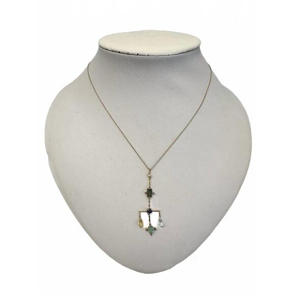NEW 5 OCTOBRE scotty blue necklace in 14k gold